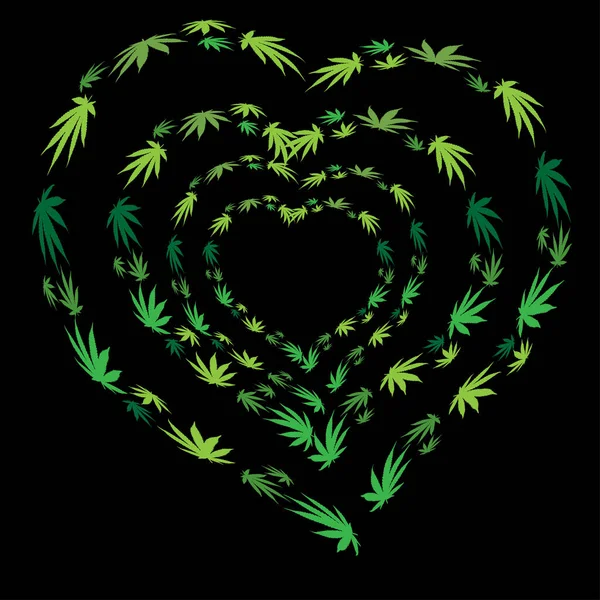 Symbol der Liebe zu Marihuana — Stockvektor