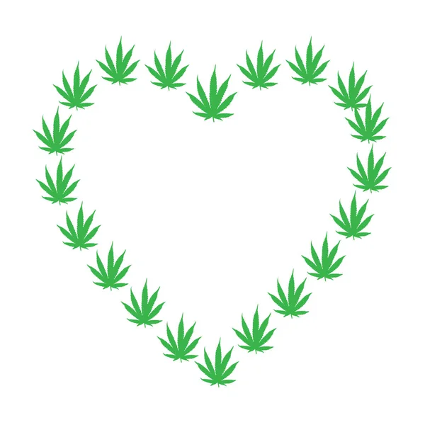 Heart made of hemp leaves — Stock Vector