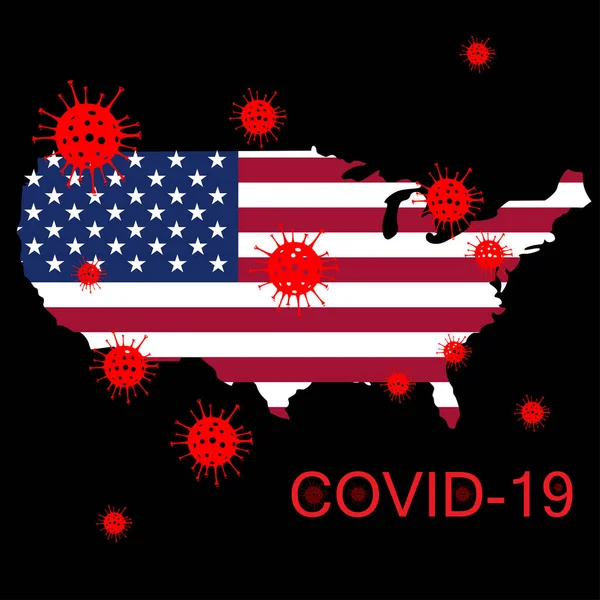Éclosion du virus Corona avec carte des États-Unis — Image vectorielle