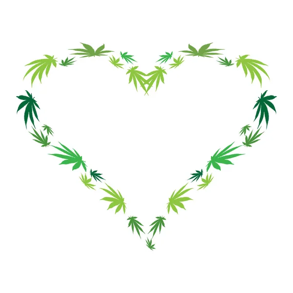 Heart made of hemp leaves — Stock Vector