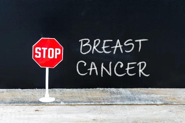 STOP BREAST CANCER message written on chalkboard — Stock Photo, Image