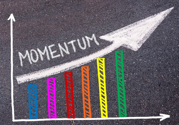 Momentum written over colorful graph and rising arrow — Stock Photo, Image