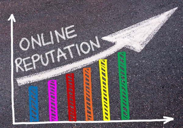 ONLINE REPUTATION written over colorful graph and rising arrow — Stock Photo, Image