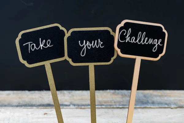 Motivational message Take Your Challenge written with chalk — Stock Photo, Image