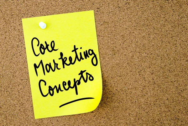 Conceptos Básicos de Marketing texto escrito en papel amarillo nota — Foto de Stock