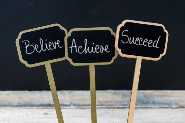 Motivational message Believe, Achieve, Succeed written with chalk — Stock Photo, Image