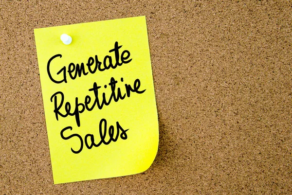Generate Repetitive Sales text written on yellow paper note — Stock Photo, Image