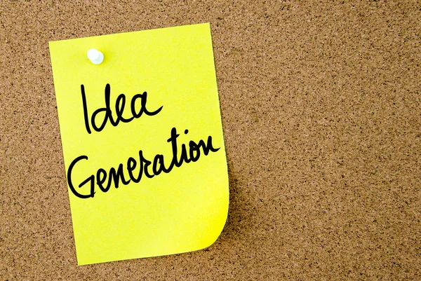 Idea Generation text written on yellow paper note