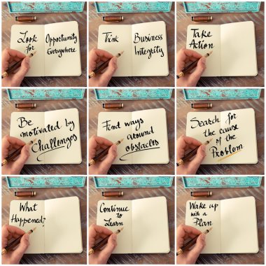 El yazısı iş Motivasyonel mesajları fotoğraf kolaj