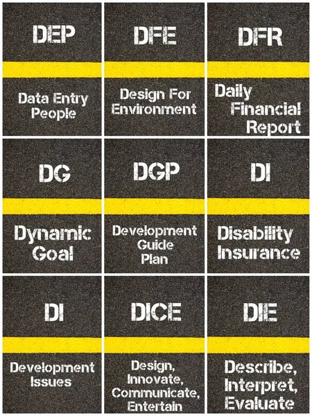 Colagem de fotos de siglas de negócios — Fotografia de Stock