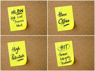 Kolaj kağıt notta yazılı iş kısaltmalar