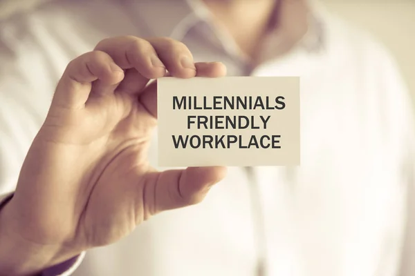 Millennials vänlig arbetsplats meddelande på kort — Stockfoto