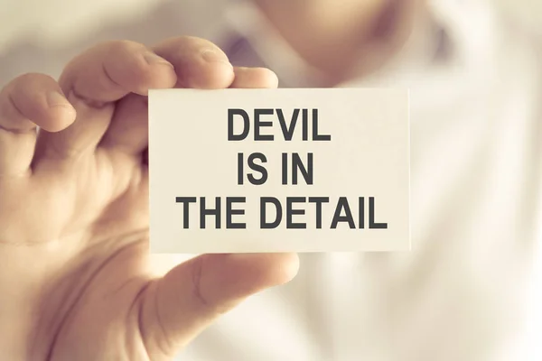 Podnikatel, kterým je ďábel je v detailu zprávy karta — Stock fotografie