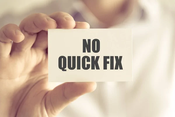 Üzletember gazdaság nem Quick Fix üzenet kártya — Stock Fotó