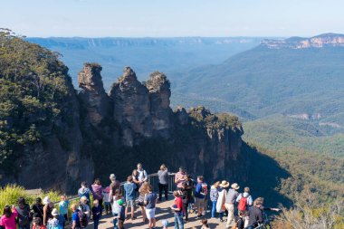Jamison Valley and Three Sisters rock formation in Katoomba, Australia clipart