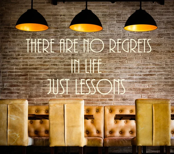 There Are No Regrets In Life Just Lessons motivational message — Stock Photo, Image
