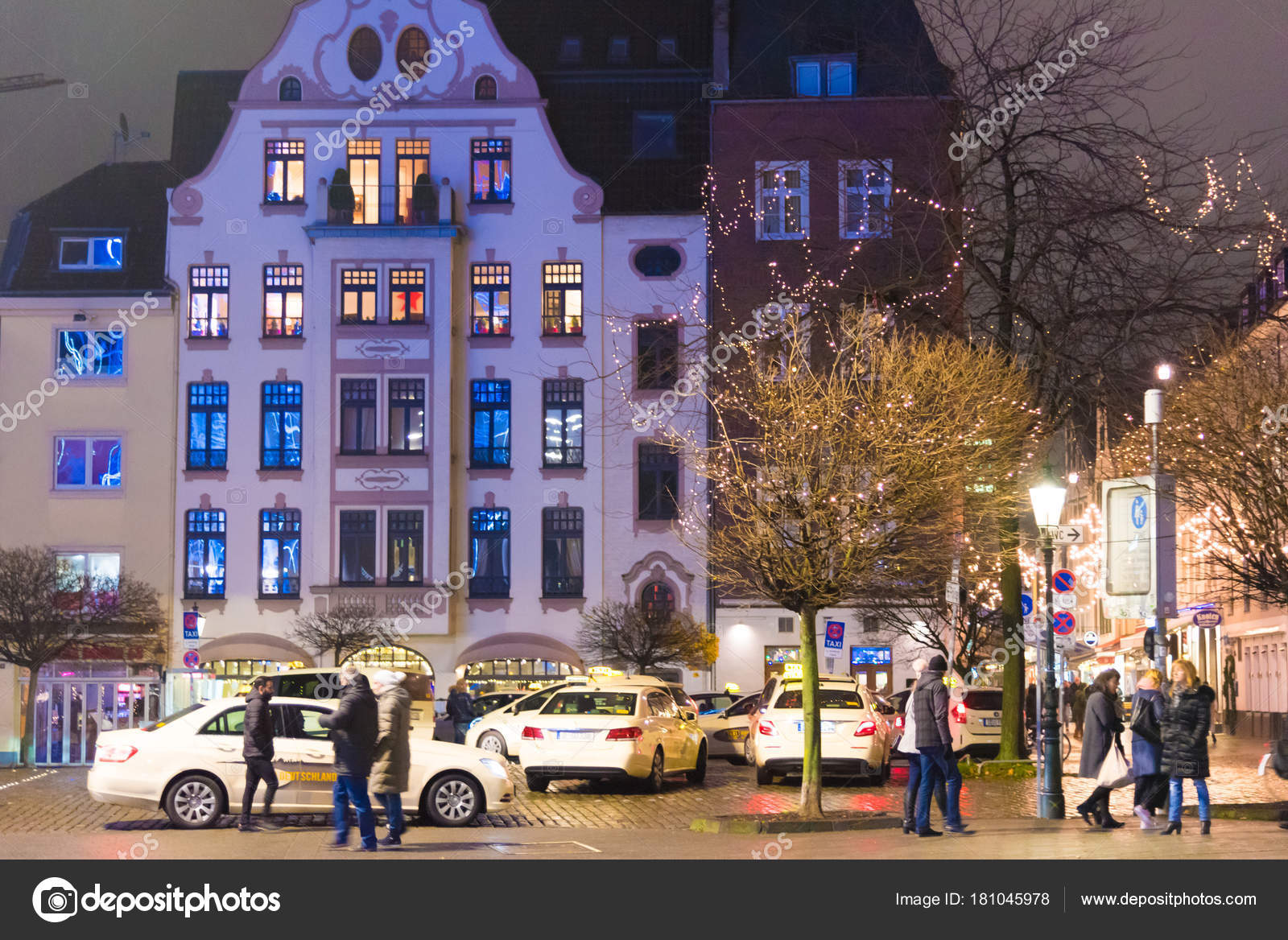 Street view of historical old city Altstadt district in Dusseldorf