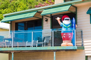 Şişme Santa Claus adlı ev balkon, Gold Coast Avustralya
