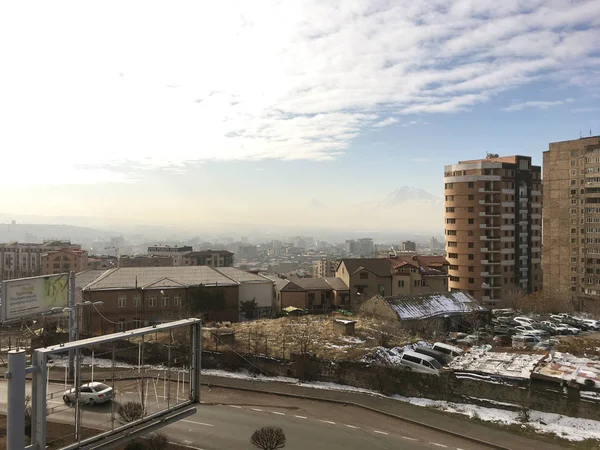 Örményország Yerevan Mountain Ararat 2020 Tél Reggeli Panoráma Stock Fotó