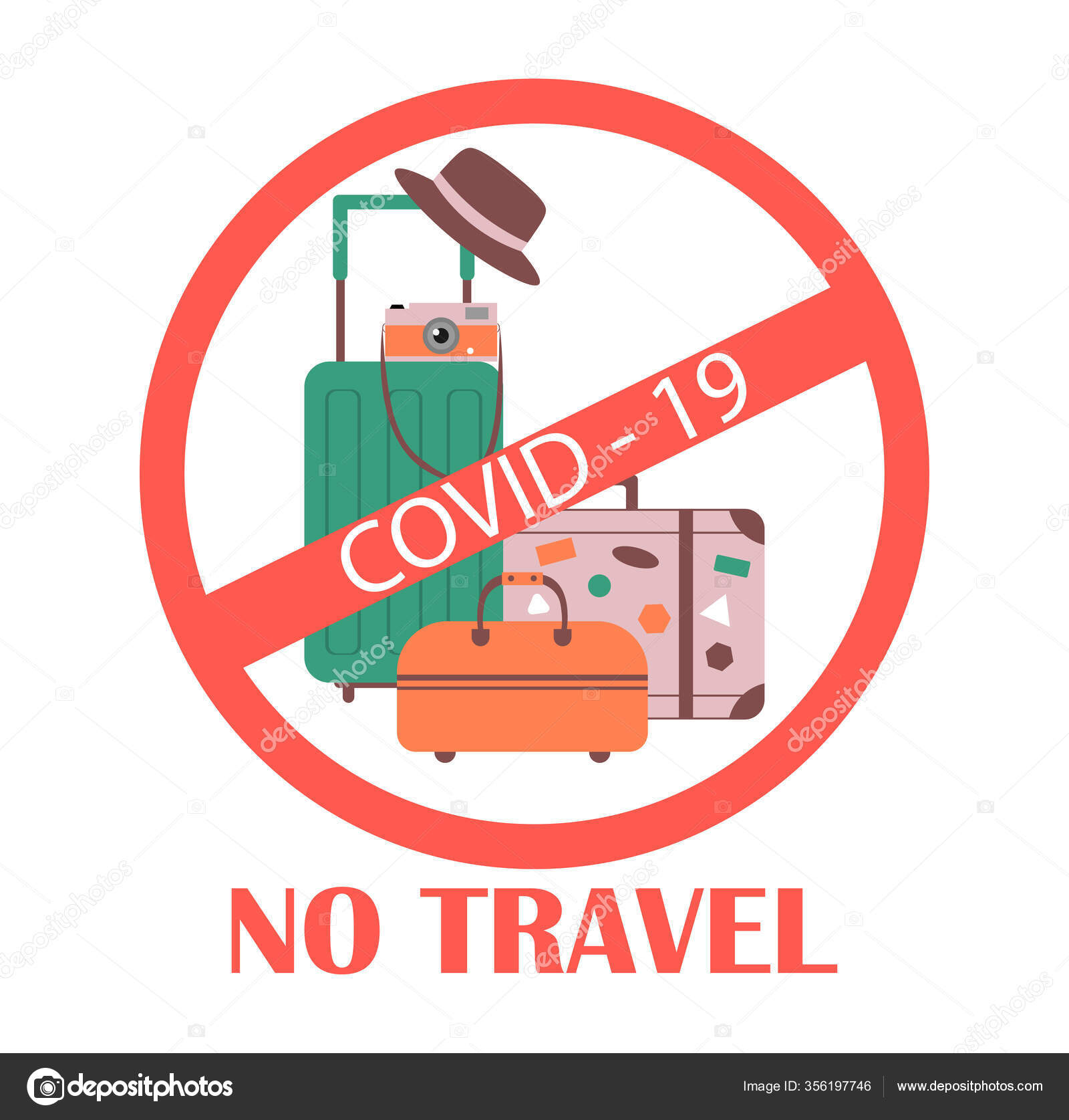 Red Stop Sign Baggage Ban Flights Movement Travel Coronavirus Pandemic