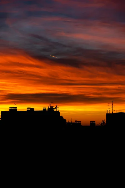 Céu Colorido Bonito Acima Telhados Belgrado Sérvia — Fotografia de Stock