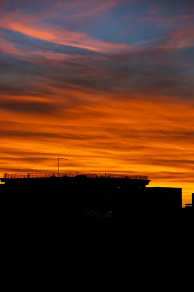 Céu Colorido Bonito Acima Telhados Belgrado Sérvia — Fotografia de Stock