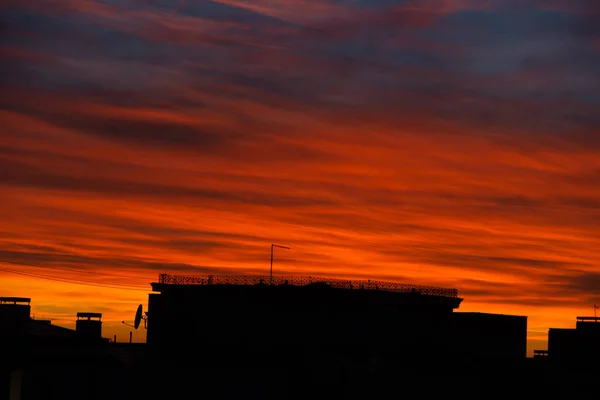 Céu Colorido Bonito Acima Telhados Belgrado Sérvia — Fotografia de Stock