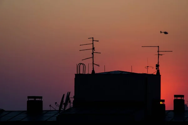 Céu Colorido Bonito Acima Telhados Belgrado Sérvia — Fotografia de Stock