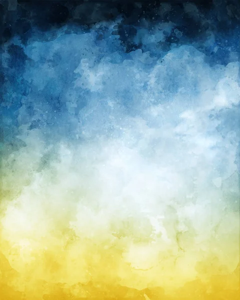Modré žluté pozadí abstraktní akvarel — Stock fotografie
