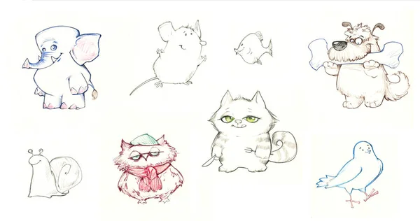 Set of funny cartoon animals — Stock Image Set of funny cartoon animals Stock Photo
