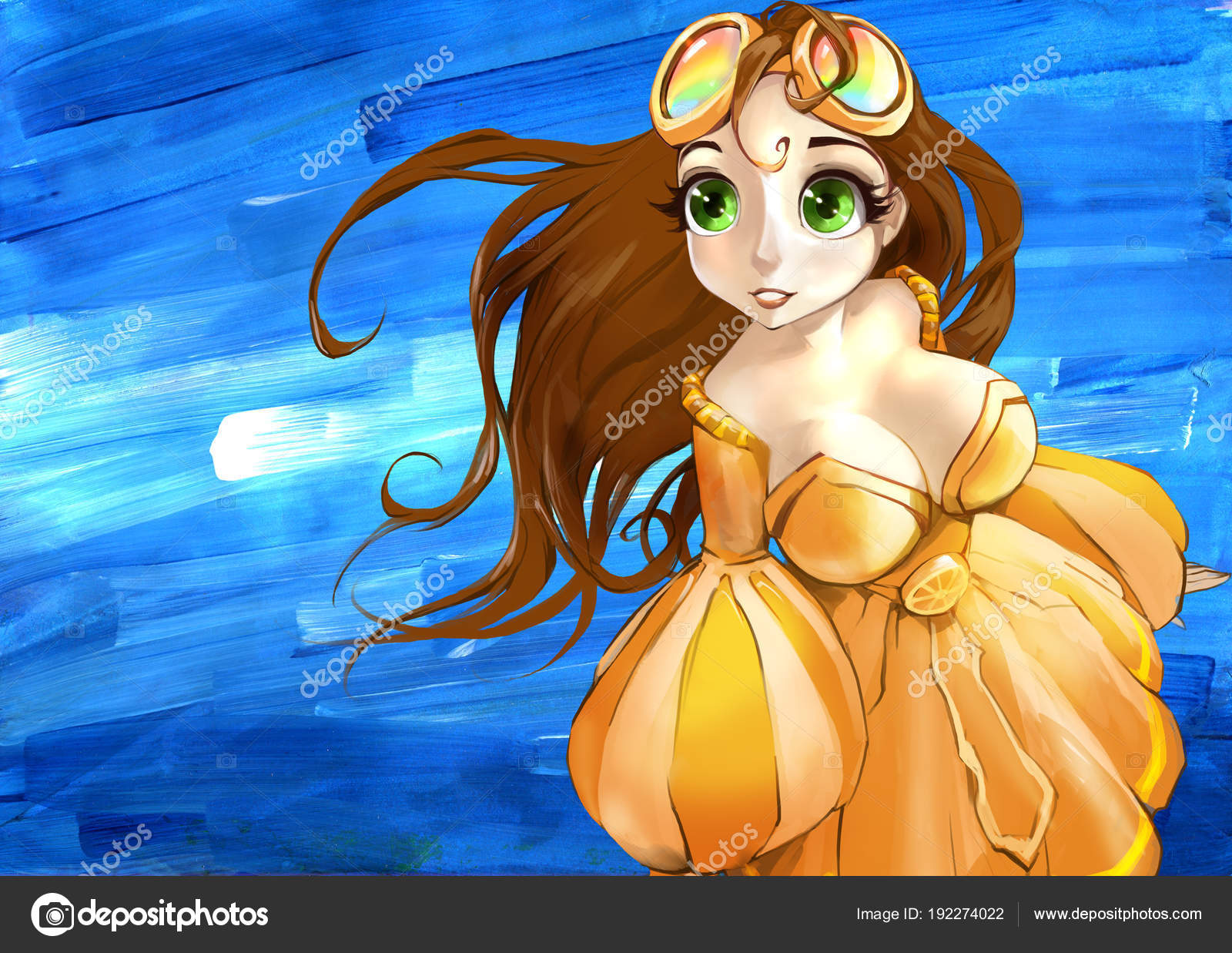 Cute Attractive Anime Cartoon Female Character Long Dark Hair