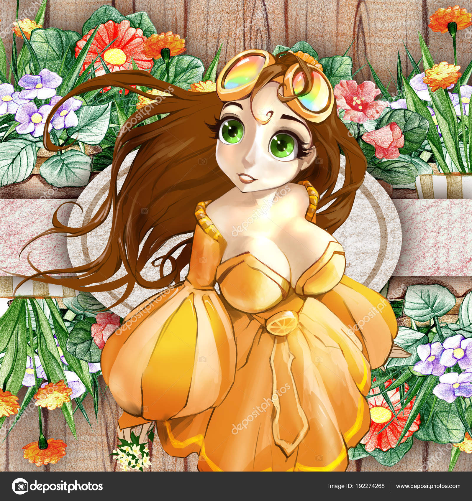 Cute Attractive Anime Cartoon Female Character Long Dark Hair