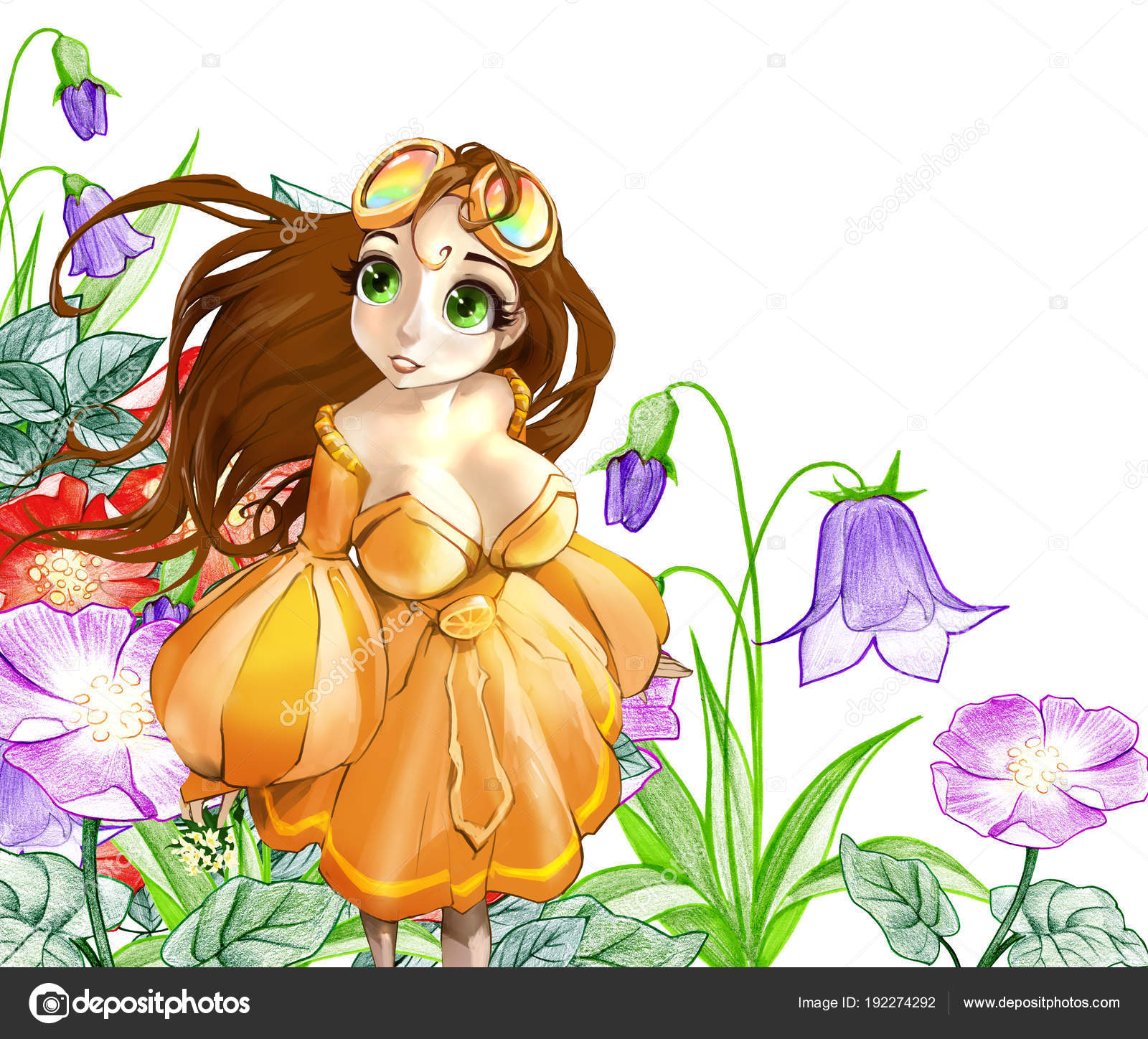 Cute Attractive Anime Cartoon Female Character Long Dark Hair