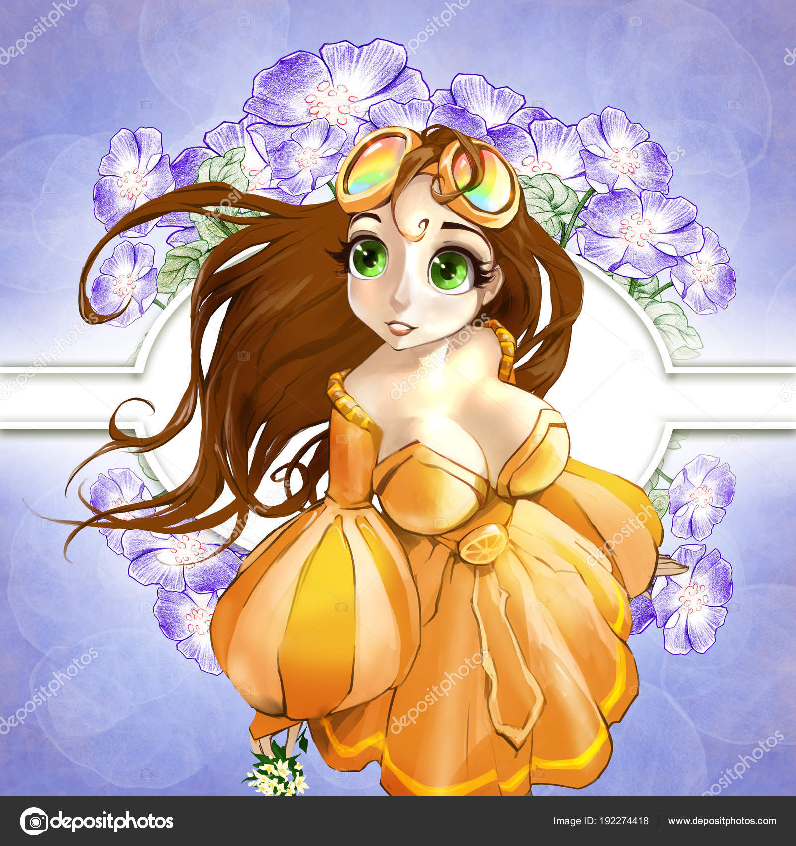 Cute Attractive Anime Cartoon Female Character Long Dark Hair