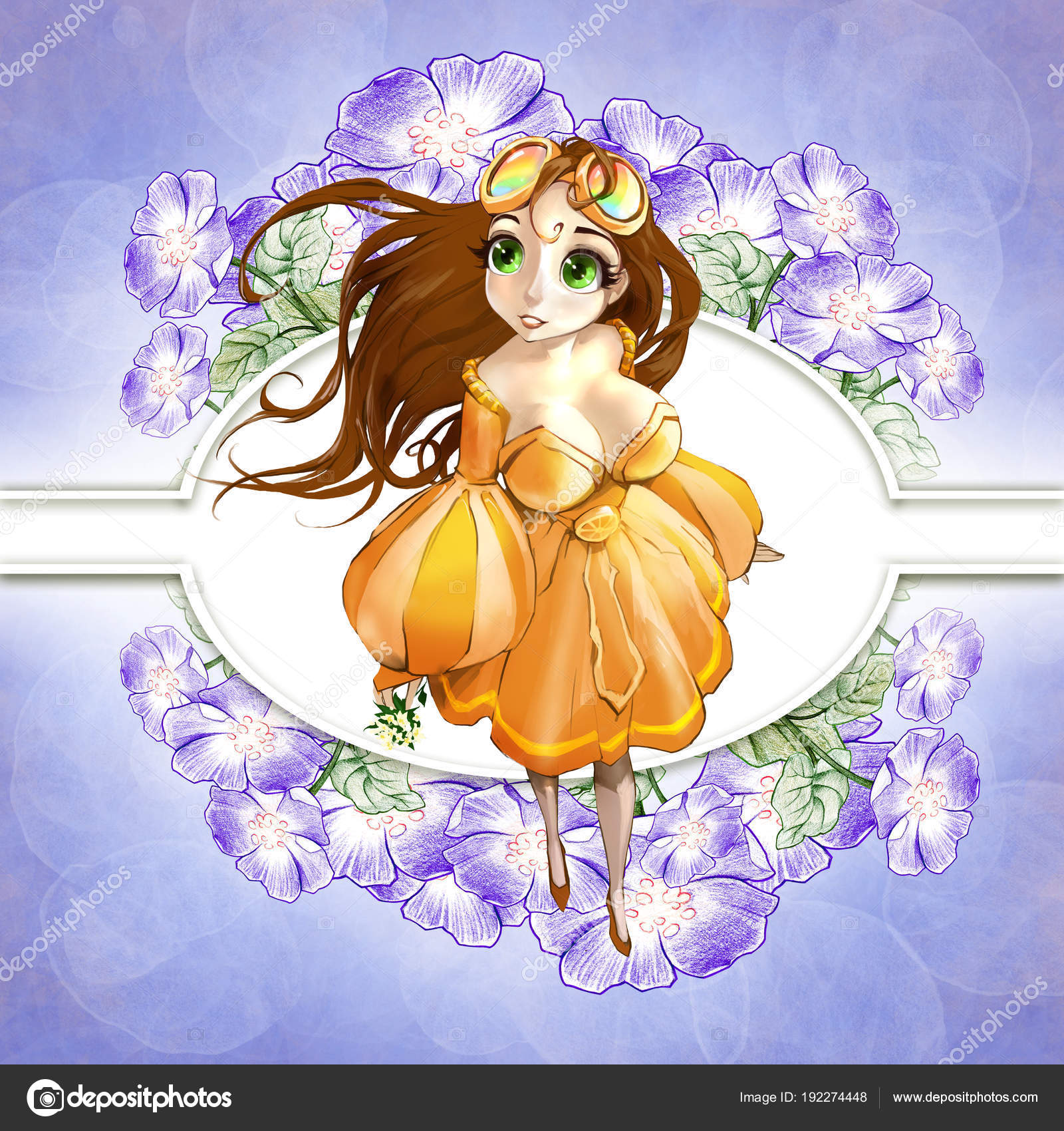 Cute Attractive Anime Cartoon Female Character Long Dark Hair