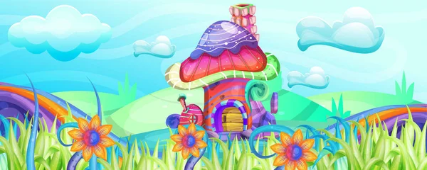 Pilzhäuser im Garten Illustration - Vektor — Stockvektor
