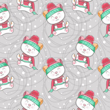 Desen seti olan sevimli kedi