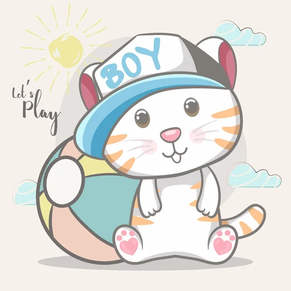Słodkie dziecko kot wektor ilustracja dla dzieci — Wektor stockowy