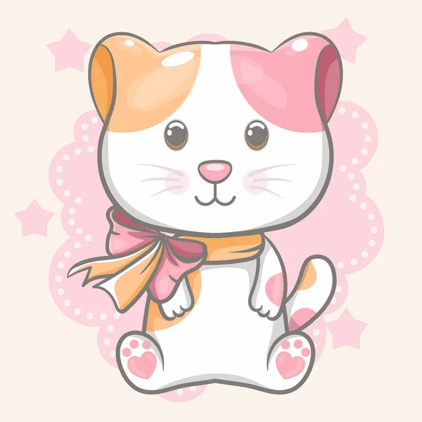 Ručně kreslené šťastný roztomilý kočka ilustrace pro děti — Stockový vektor