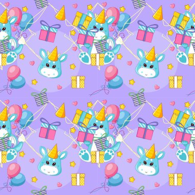 El çizimi şirin ejderha ve hediye deseni