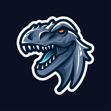 Dinosaur head logo, emblem. T-rex monster.
