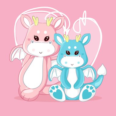 El çizimi şirin çift ejderha