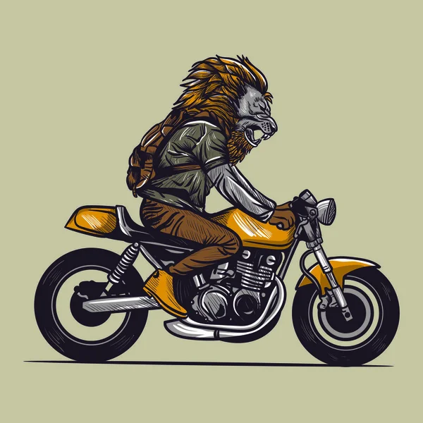 带有狮头矢量的摩托车骑手 — 图库矢量图片