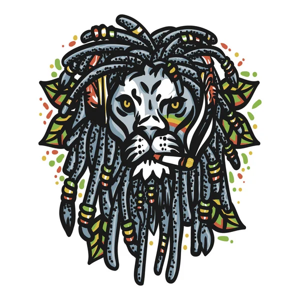 Tête de lion marijuana - Vecteur — Image vectorielle