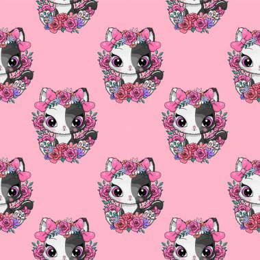 Tebrik kartı Çiçeksiz desenli şirin kedi yavrusu