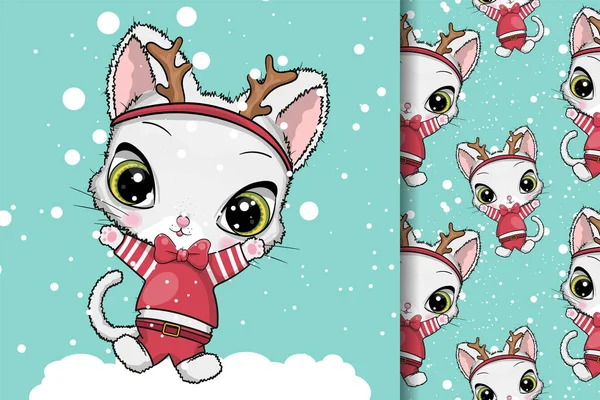 Kutlama kartı Noel kedileri — Stok Vektör