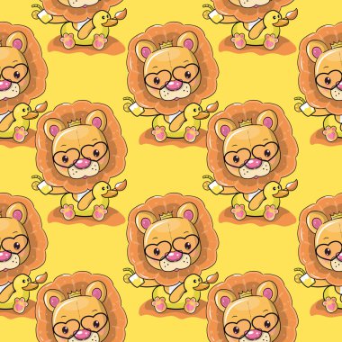 Yaz mevsiminde sevimli çizgi film aslanı