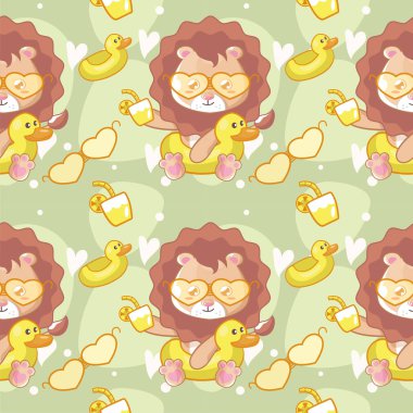 Plajda kusursuz desenli ve resimli bir aslan var.