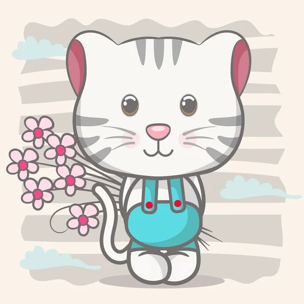 Handgezeichnete süße Katze — Stockvektor