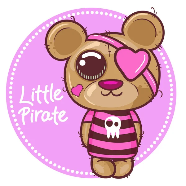 Leuke kleine beer piraat vector — Stockvector